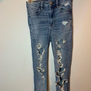 American Eagle ripped high waisted jeans.